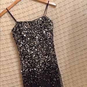 Adrienna Pappel Navy/Sequin Long Ballgown Size 4